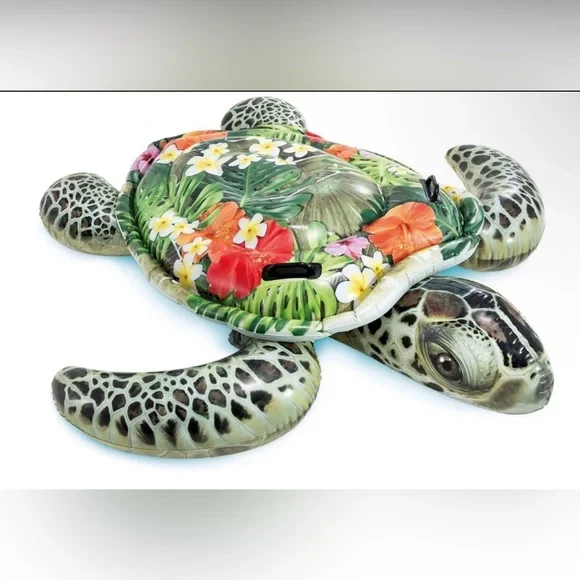 Intex Inflatable Ride-On Sea Turtle Swimming Pool Float Toy 75x67in NWT - Picture 2 of 3